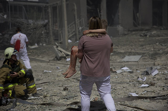 Ohmatdyt Children’s Hospital after a Russian attack in July 2024. / State Emergency Service of Ukraine